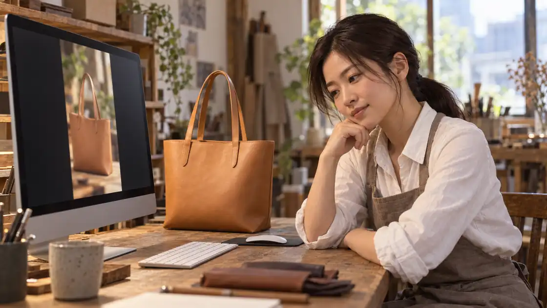 大きな画面で仕上がりの動画を確認する店主